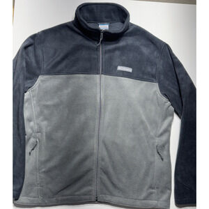 COLUMBIA XL Men's fleece Full Zip Jacket Army Green & Black Hike, Camp, Outdoors